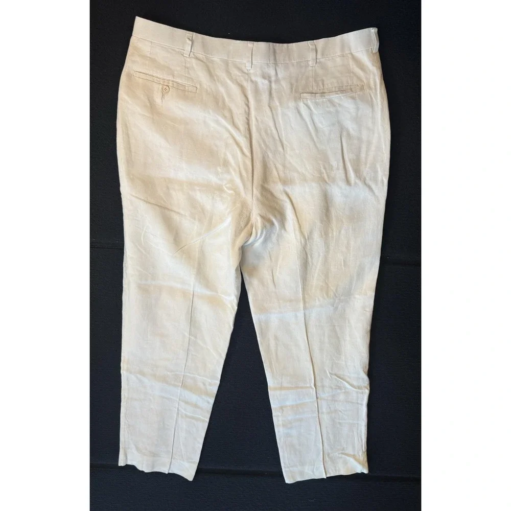 John W Nordstrom Mens Linen Pants 38x30 White Flat Front Dress Trousers